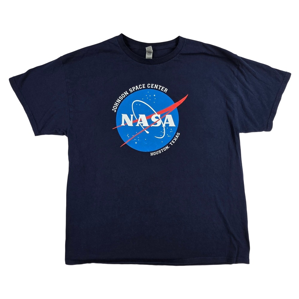 Gildan NASA Johnson Space Center Houston Texas Graphic‎ T-Shirt Navy Blue XL